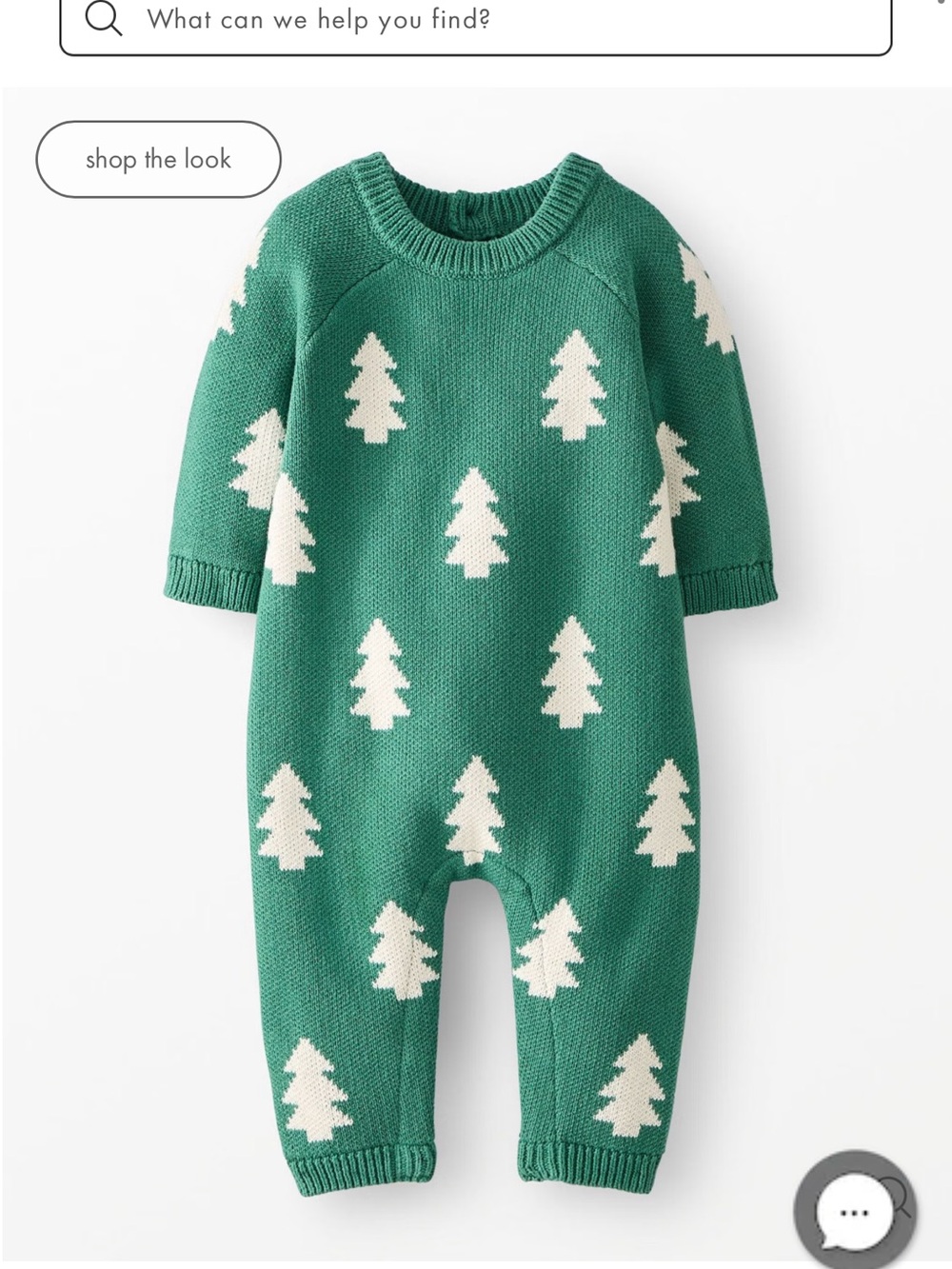 Hanna Andersson Green Knit One-Piece with White Tree Pattern